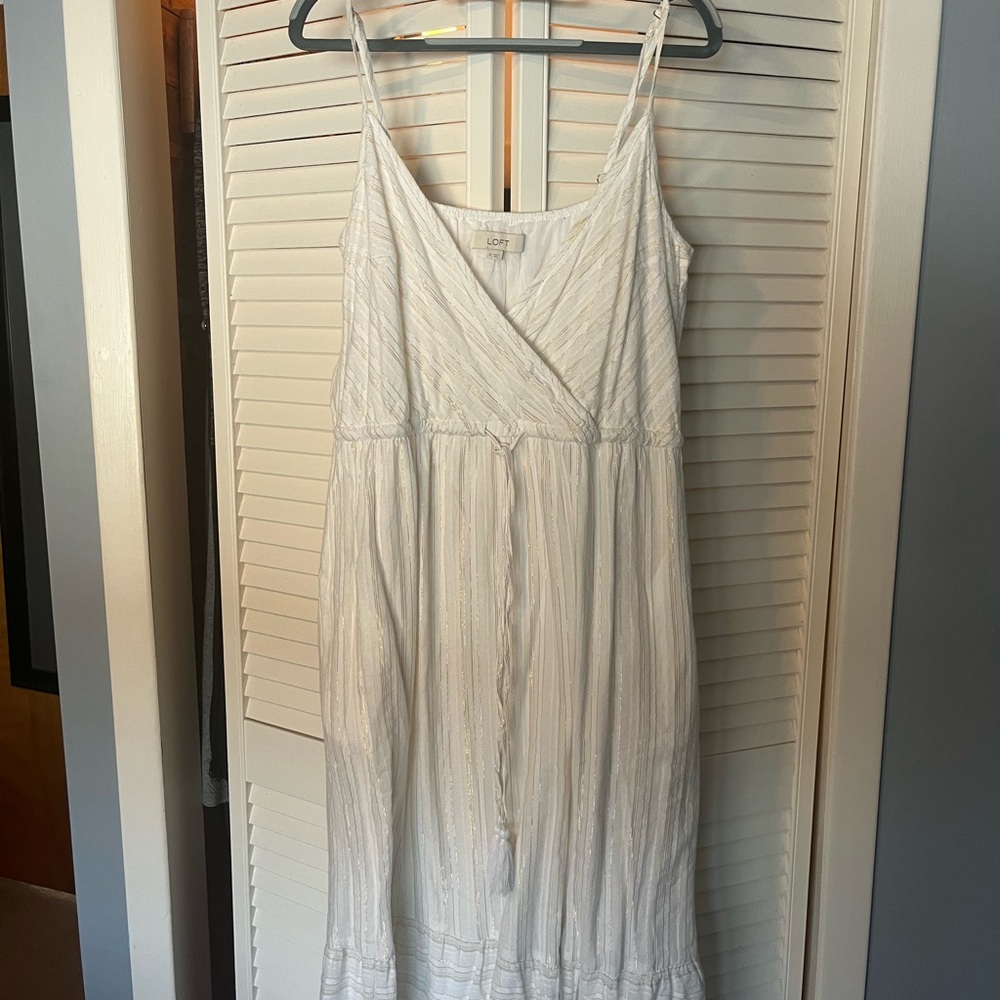 LOFT White Striped Sundress